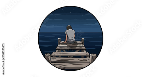 A man sitting on a wooden dock.