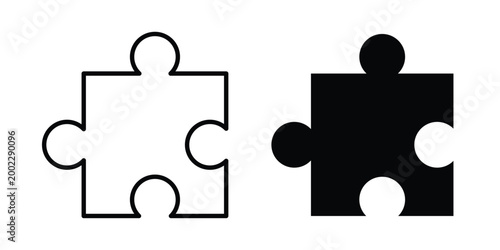 Foto Puzzle piece icon line and flat vector collection for ui, ux designs