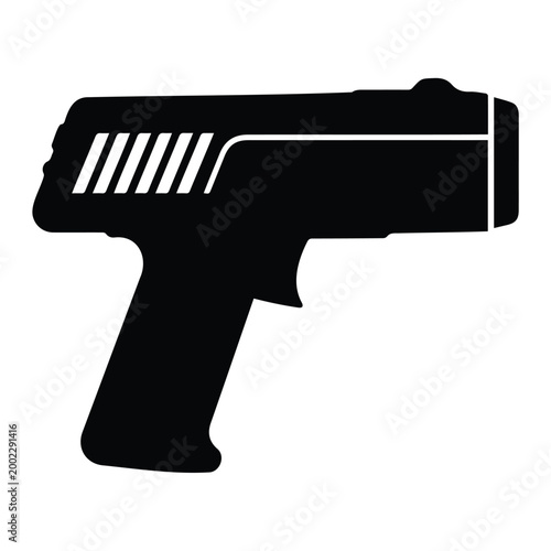 Modern electronic handheld barcode scanner gun vector illustration isolated on white image.