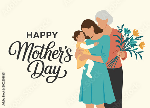 Three Generations of Women Celebrating Mothers Day