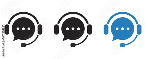 Customer support icon vector set, technical help symbols, call center operator and service agent graphics, assistance and communication elements, help desk and contact center icons