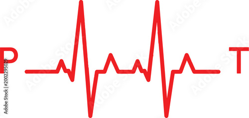 Red heart pulse line Vector
