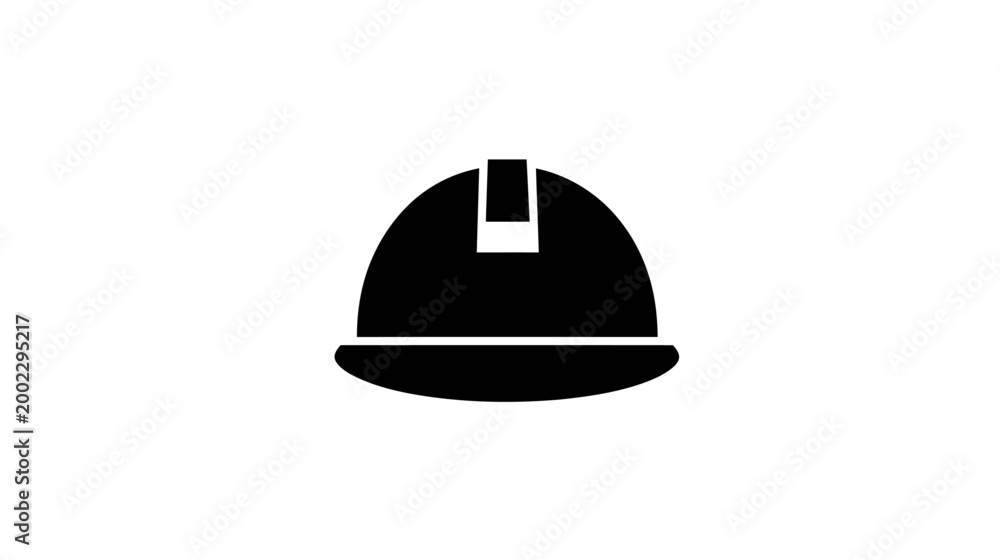 Fototapeta premium A classic black silhouette of a robust safety hard hat, signifying protection and industry.