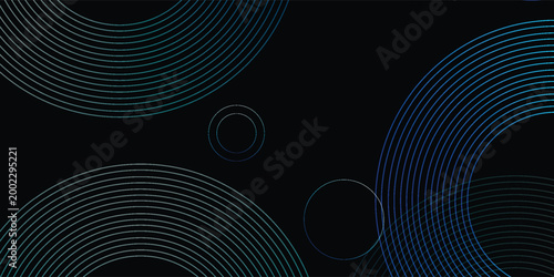 Abstract dark blue geometric background with elegant glowing circular lines and tech elements. Futuristic professional design perfect for cyber security branding and digital interfaces.