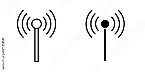 Antenna icon clipart and line art versions on white background