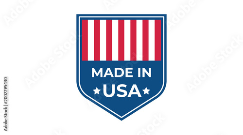 Made in usa logo. American quality stamp. Patriotic flag badge. United states label isolated PNG