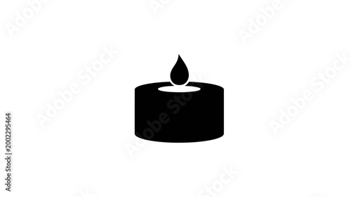 A simple black silhouette icon of a burning candle with a small flame, isolated on a clean white background.