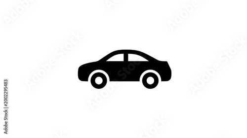 A sleek black silhouette icon of a generic sedan car, representing private transportation and automotive travel.