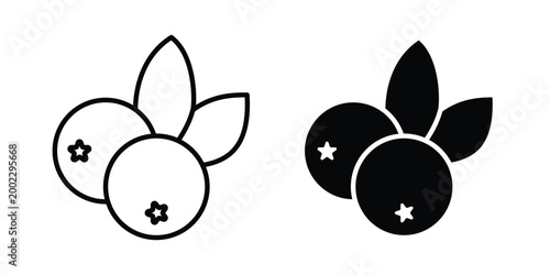 Berry icon clipart and line art versions on white background