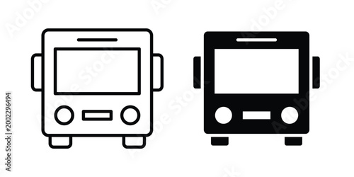 Bus icon clipart and line art versions on white background
