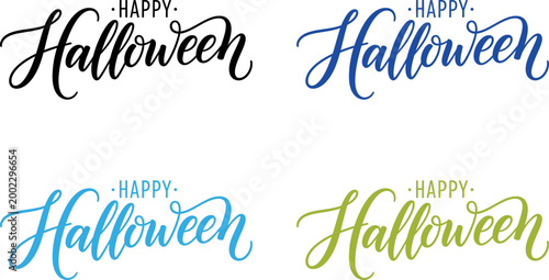 Happy halloween colorful typography set