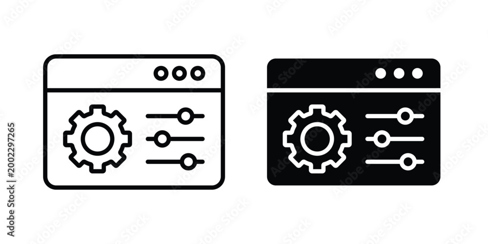 Fototapeta premium Control panel icon clipart and line art versions on white background