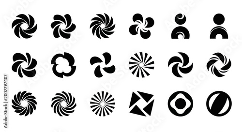 Abstract black and white circular design elements