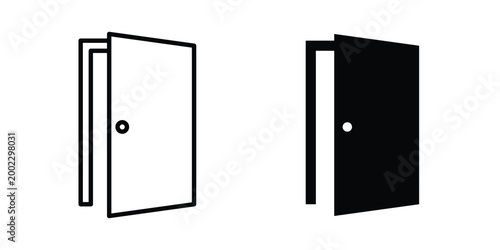 Door icon clipart and line art versions on white background