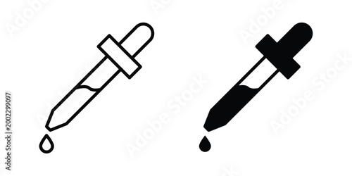 Eye dropper icon clipart and line art versions on white background