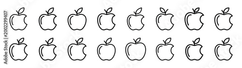 apple fast food silhouette icon set
