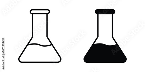 Flask icon clipart and line art versions on white background