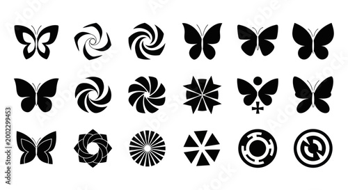 Abstract geometric butterfly and circular designs