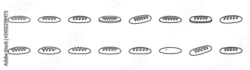 baguette fast food silhouette icon set