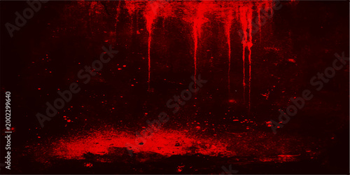 ominous abstract artwork evokes a sense of dread and mystery, featuring bold red tones that cascade downward, creating a dramatic and suspenseful atmosphere.