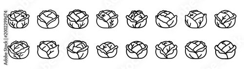 cabbage fast food silhouette icon set