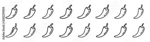 chili pepper fast food silhouette icon set