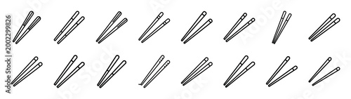chopsticks fast food silhouette icon set