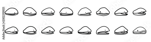 clam fast food silhouette icon set
