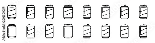 drink can fast food silhouette icon set