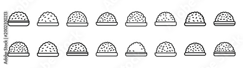 fried rice fast food silhouette icon set