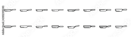 frying pan fast food silhouette icon set