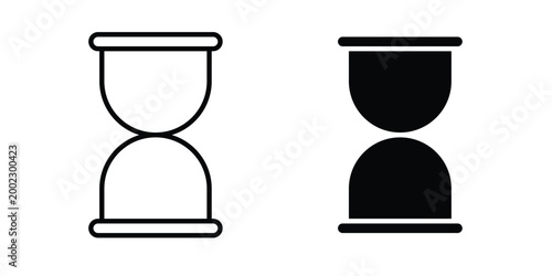 Hourglass icon clipart and line art versions on white background
