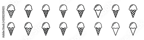 ice cream cone icon set fast food silhouette icon set