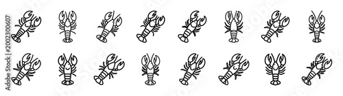lobster fast food silhouette icon set