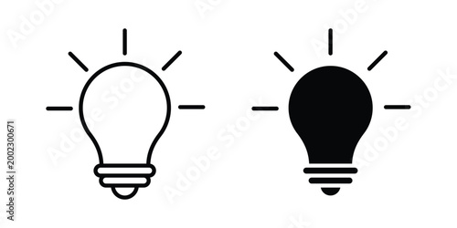 Idea icon clipart and line art versions on white background