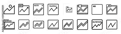 nutrition chart fast food silhouette icon set