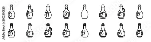 olive oil bottle icon set fast food silhouette icon set