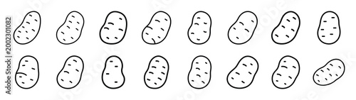 potato fast food silhouette icon set