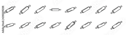 rolling pin fast food silhouette icon set