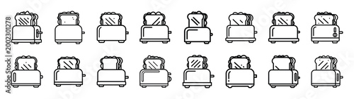 sandwich toaster fast food silhouette icon set