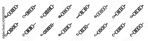 skewer kebab fast food silhouette icon set