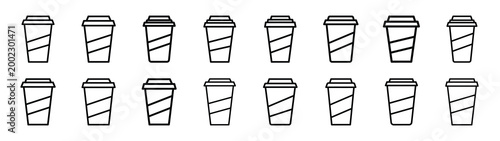 soda cup fast food silhouette icon set