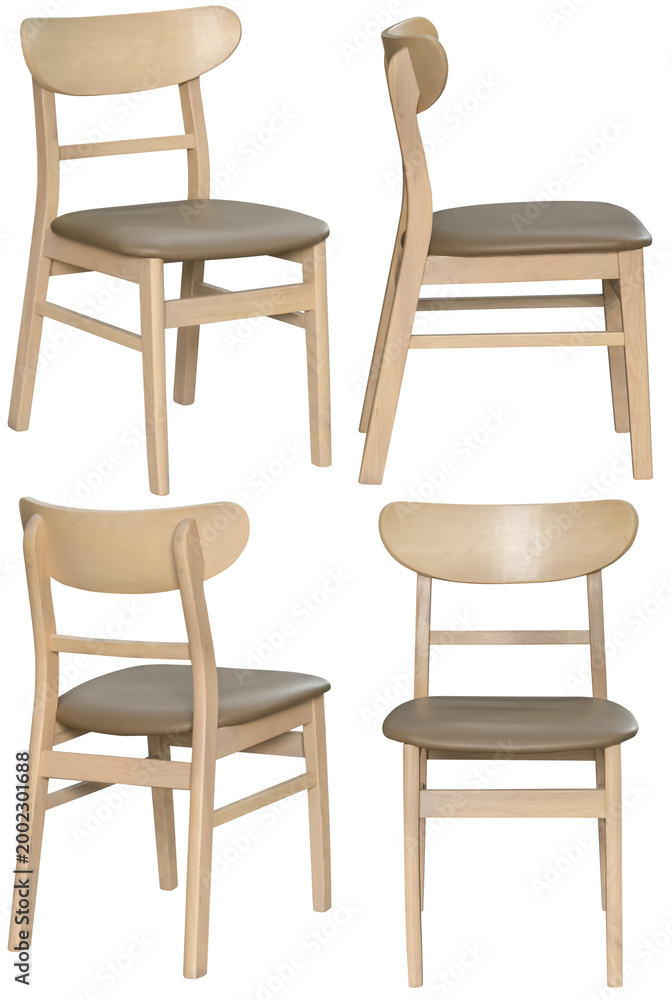 Fototapeta premium Real dining chair photographed in studio and isolated with transparent background. High-quality furniture product photography in PNG format, ideal for interior design projects