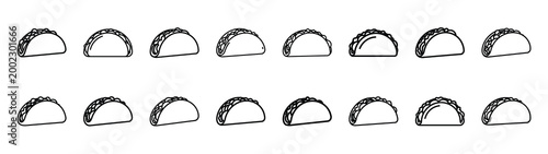 taco fast food silhouette icon set