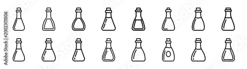 vinegar bottle fast food silhouette icon set