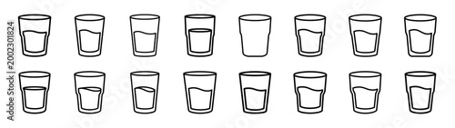 water glass fast food silhouette icon set