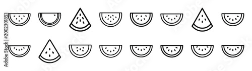 watermelon slice fast food silhouette icon set