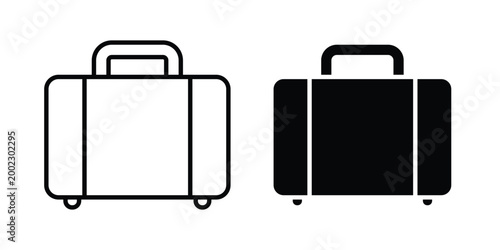 Luggage icon clipart and line art versions on white background
