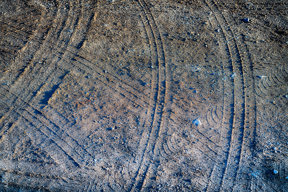 Fototapeta premium Tire tracks on the ground