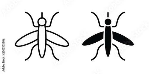 Mosquito icon clipart and line art versions on white background